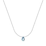 Bluespirit Collana da donna, Collezione Aurora, in Argento 925, Zirconi,Idee regalo, Ciondolo a goccia - P.25U210000200