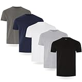 FM London confezione da 3/5 Maglietta da uomo, T-shirt con design leggermente aderente, super morbida realizzata in cotone 100%, Nero, Grigio, Bianco, Blu Navy, Antracite (5 Pezzi), L