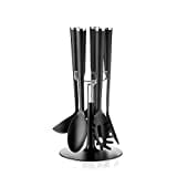 Guzzini Cooking Set Mestoli Antiaderente con Base, Attila Veress, 19 x h35 cm, Cromato