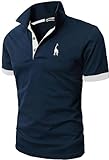 GHYUGR Polo Uomo Basic Manica Corta Tennis Golf T-Shirt Ricami Fulvi Maglietta Poloshirt Camicia,Navy+Bianco,XL