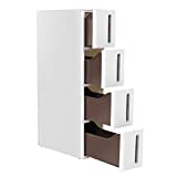 SONGMICS Cassettiera Salvaspazio, Carrello Stretto con 4 Cassetti, Portaoggetti da Bagno, Organizzatore per Cucina, Carrello in PP con Ruote Rimovibili, 45 x 17 x 83 cm, Bianco e Marrone KFR08WT