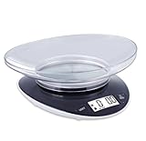 Bilancia da cucina digitale con ciotola Bilance da forno Bilancia per alimenti Ampio display LCD Precisione 1g Capacità 5kg / 11lb (nero)