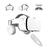 LONGLU Cuffie VR per telefono per realtà virtuale con telecomando, occhiali video VR 3D per film e giochi, compatibili con telefoni iPhone Android (bianco)