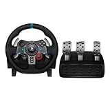 Logitech G G29 Driving Force volante da corsa e pedali con ritorno di forza dinamico reale, leve al volante in acciaio inox, coprivolante in pelle per PS5, PS4, PC, Mac - Black