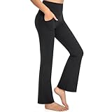 GymCope Pantaloni Yoga Donna, Pantaloni a Zampa Vita Alta, Leggins a Zampa di Elefante, Bootcut Wide Leg Yoga Pants Elasticizzati con 4 Tasche per Pilates Esercizio Fitness Lavoro Casuals Danza