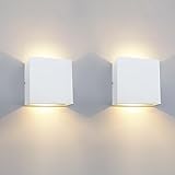 2 Pezzi Applique da Parete Esterno LED Lampada da Parete Interno Moderno Bianco,12W Luce Caldo 3000k, Lampada Muro IP65 Impermeabile Quadrata Alluminio Lampada da Parete Esterna