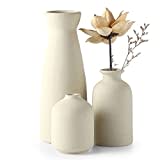 CEMABT Ceramica Vaso Set-3 Piccolo Fiore Vaso Per Decor, Minimalista Boho Stile Decor per Matrimonio Cena Tavolo Partito Soggiorno Ufficio Camera da letto… (Beige)