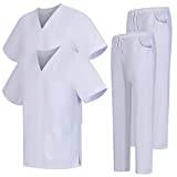 MISEMIYA - Pack * 2 Pcs - Uniforme Medica con Maglia e Pantaloni Uniformi Mediche Camice Uniformi sanitarie - Ref.2-8178 - Medium, Bianco 68