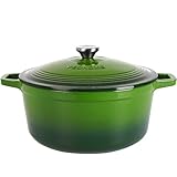 Casseruola in Ghisa Smaltata VeoHome Verde 6L Ø28cm, Cocotte Ultra Resistente, Pentola Compatibile Induzione/Gas/Forno, Cottura Omogenea, Fornello Sapori Autentici, Coperchio a Rilievo