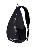 Waterfly Zaino Monospalla, Portatile Sportivo Sling Bag Zaino Spalla per Uomo, Donna (Nero)