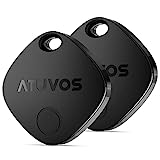 ATUVOS Smart Air Tracker Tag 2 pezzi Nero, Bluetooth Localizzatore Compatibile con Apple Dov'è (solo iOS, Android non supportato), Trova oggetti per Bagagli, Valigie, ZainiBorse, Batteria Sostituibile