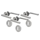 AwmnSrman Maniglia Della Porta Set Maniglia Della Porta in Acciaio Inox Spazzolato Porte Interne del Bagno e Della Toilette la Forma di L Maniglia Set Argento 3 Pezzi