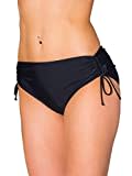 Aquarti Slip Bikini con Coulisse ai Fianchi da Donna, Nero, 44