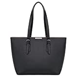 David Jones - Tote Shopper Grande Capacità Donna - Borsa a Spalla o a Mano Tracolla Manico Lungo PU Pelle -Capiente A4 - Nero