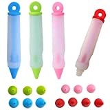 Penna Decorazione in Silicone, ZoneYan Silicone Alimentare Penna di Scrittura, Penna Decorazione Cioccolato, Adatto per Decorare o Scrivere Torte, Caramelle, Biscotti e Altri Alimenti(4 Pieces)