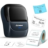 CLABEL Mini Stampante Etichette Portatile: 221B Bluetooth Termica Etichettatrice Adesive Codice a Barre Compatibile con iOS e Android Label Printer con 1 Rotolo di Etichette per Ufficio Casa(Blu)