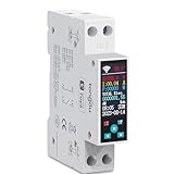 TONGOU Contatore Energia Elettrica Wi-fi, 1-50a 230v wifi Misurator di Consumo Elettrico, Smart Meter Timer Switch su guida Din con display LCD retroilluminato