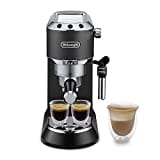 De'Longhi Dedica EC685.BK Macchina Caffè Espresso Manuale, Caffè Polvere o Cialde E.S.E., Montalatte classico per Cappuccini, Spegnimento Automatico, Serbatoio 1L, Filtro Singolo/Doppio, Nero