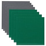 Fousenuk Set da 8 Costruzione Classico Piastre di Base, Basi per Costruzioni con 32x32 Bottoncini, Tavola Classica per Mattoncini Grigio e Verde 25 x 25 cm Compatibile con Tutte le Principali Marche