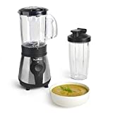 Moulinex Blend&Go Frullatore Portatile con Bottiglia da Viaggio 750 ml, Potenza 300W, Design Compatto e Facile da Pulire, Lame in Acciaio Inox, Mini Frullatore smoothie Facile da Usare, LM1B1D