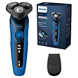 Philips S5466/18 - Rasoio Elettrico Serie 5000, Pelle Bagnata e Asciutta, Lame Auto-Affilanti ComfortTech, Testine per Contorno Viso a 360°, Display LED, Rifinitore ad Aggancio