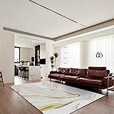 Tappeti di Zona a Oro Bianco A Strisce, Tappeto di Lavabile in lavatrice di Lusso Semplice E Leggero, Moquette Insonorizzante - per Scale e Corridoi Trattamento Antiscivolo 180 x 200 cm