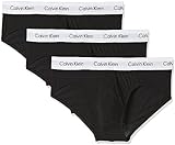 Calvin Klein Slip Hipster Confezione da 3 Uomo Cotone Elasticizzato, Nero (Black), M