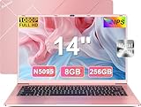 Pc Portatile 14 Pollici Celeron N5095 upto 2.9 GHz Win11 8GB 256GB SSD 1TB 5G WiFi 1920*1080 FHD USB 3.0 HDMl Pc Portatile in Offerta con Tastiera Italiana Membrana Mouse Senza Fili - Gold Notebook