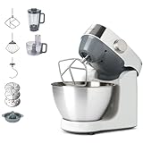 Kenwood KHC29.H0WH Impastatrice Planetaria Prospero+, Ciotola in acciaio da 4,3L, Robot da 1,4L con 3 dischi, Spremiagrumi, Frullatore da 1,2L, 1000W, Bianco