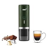 CERA+ Macchina per caffè espresso portatile elettrica con auto-riscaldamento in 3-4 minuti, mini macchina per il caffè da 20 bar con batteria ricaricabile（verde）