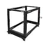 StarTech.com Server Rack 12U 19" a 4 Montanti a Telaio Aperto - Armadio Rack di Rete con Ruote, Piedini di livellamento/Montaggio a pavimento, Rack dati per Apparecchiature AV/Dati/IT (4POSTRACK12U)