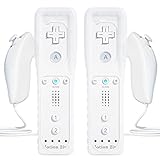 Telecomando Wii Remote Controller e Nunchuk, TechKen Wii Remote Plus Controller Motion Plus con Telecomando Nunchuck Wii Joystick Wii Remote Game Control con custodia in silicone per console Wii/Wii u