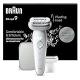 Braun Silk-épil 9 Depilatore Donna, Epilatore Elettrico Donna Con Testina Flessibile, Wet & Dry, Pelle Liscia a Lungo, Con Testina Per Rasoio Donna e Cappuccio Rifinitore, 9-041, Bianco/Argento