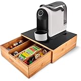 Avilia Portacapsule in Bambù con 1 Cassetto Multifunzionale per Organizzare Capsule, Cialde, Tisane, Zucchero, Bicchierini da Caffè e Piccole Brioche