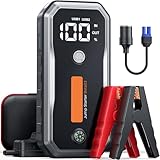 Booster Avviamento Auto, 5000A 26800mah Starter Batteria Auto per Motori a Gas/10.0L Diesel, 12V Avviatore Emergenza per Auto Portatile Con Cavi Di Ponticello Estesi, Carica Rapida, 160W DC, Luci