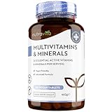 Multivitaminico e Minerali - 365 Compresse Vegane (Fornitura di 1 anno) - Multivitaminico Completo con 26 Vitamine e Minerali Essenziali - Integratore Multivitaminico Uomo e Donne - Nutravita