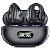 Cuffie Bluetooth Open Ear,Auricolari Bluetooth 5.3 Impermeabili con 4 Mic, 36 Ore Auricolare Bluetooth a Clip LED Display USB-C,Cuffie Wireless per Sport IP6