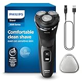 Philips rasoio elettrico serie 3000 - Rasoio elettrico Wet & Dry per uomo con tecnologia SkinProtect, colore Dark Moon, rifinitore a scomparsa, rasoio cordless (modello S3145/00)