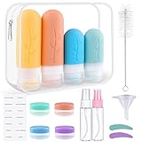 Revivoer Bottiglie da Viaggio in Silicone, 16 Pezzi, Kit da Contenitori, Flaconi Ricaricabili per Liquidi, Shampoo, Crema, Lozione, senza BPA (Rosa)