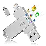 Chiavetta USB per iPhone 512gb Apple MFi-zertifizierter,Xaytrre Memoria Esterna Lightning,Pen Drive USB C 3.0,3 in 1 Pennetta Backup per iPhone/Smartphone/iPad/Android/PC,(Argento)