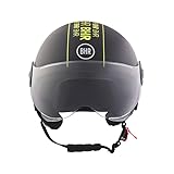 BHR Casco Demi-Jet 835 SPECIAL - Casco Scooter Omologato ECE 22.06 con Visiera a Occhiale Antigraffio - Sgancio Micrometrico e Guanciali Removibili - Cool Black L