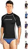 Cressi Rash Guard Man, Maglia Protettiva con Maniche Corte in Speciale Tessuto Elastico, Protezione Solare UV (UPF) 50+ Uomo, Nero/Grigio, L/4 (52)