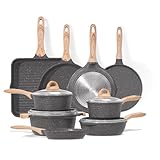 JEETEE Essential Batteria di Pentole 23 Pezzi, Rivestimento Granito-Antiaderente, Set Completo per La Cucina, Set Padelle Antiaderenti per Tutti i Piani Cottura, Grigio