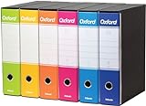 Esselte OXFORD COLOR MIX, Set 6 Registratori con Custodia Oxford G85, F.to Protocollo (23x33 cm), Dorso 8 Cm, Colori Blu, Azzurro, Verde Chiaro, Arancione, Giallo e Fucsia, 390785111