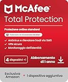 McAfee Total Protection 4 + 1 dispositivo 2025 12 mesi VPN sicura, software di sicurezza che include antivirus, gestore delle password, monitoraggio dell'identità Download digitale