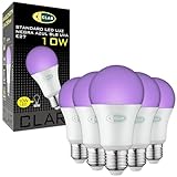 CLAR - Lampadina UV, Lampada Luce Nera, Luce Ultravioletta, Luce LED Nera, LED UV, UV Light, Luci UV, Luce Nera, Neon UV, Lampada Raggi UV, 10W, (Pack 5) Base Bianca (UV)