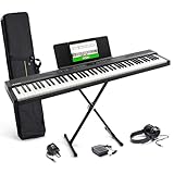 Alesis Tastiera musicale 88 tasti con 480 suoni, altoparlanti, USB MIDI, custodia da trasporto, cuffie, pedale e lezioni per principianti