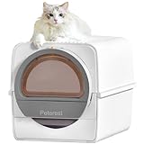 Peterest Lettiera Autopulente per Gatti Lettiera Gatto Chiusa Antiodore Toilette per Gatti Grande Lettiera Gatto Manuale,Contenitori per Lettiere e Cassette Igieniche per Gatti,Bianco e Grigio