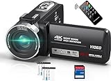 Videocamera 4K 48MP Visione Notturna a Infrarossi Webcam con 30FPS 18X Digital Zoom Videocamera Touchscreen con da 3,0 Vlogging Videocamera per YouTube con Telecomando, 2 Batterie, Scheda SD da 32 GB