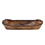 Divit Shilp Vassoio in Legno Naturale, Ciotola per Insalata, Verdure e Frutta, Vassoio Grande e Profondo per la Famiglia, le Feste. (Bark Edge Divided Tray-NEW)